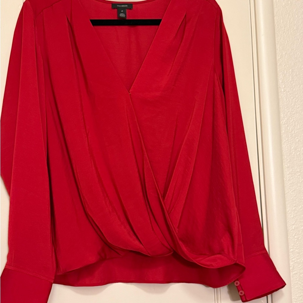 Halogen Bold Red Draped Blouse